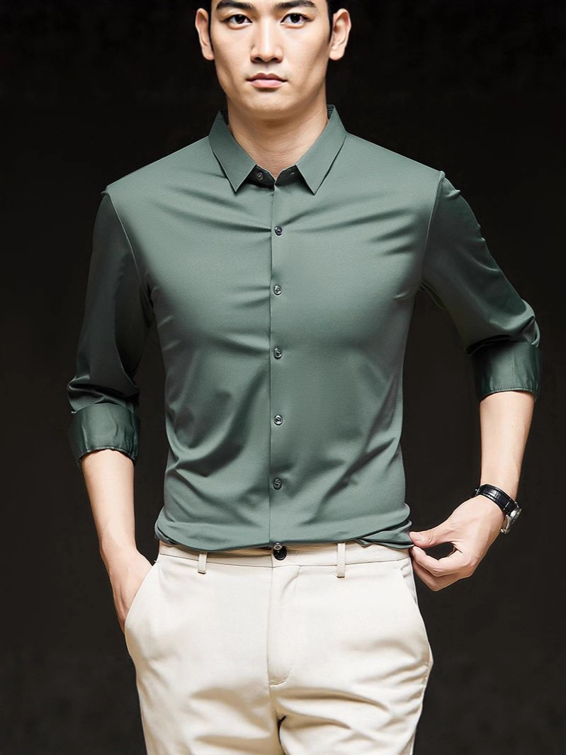 Áo Sơ Mi Nam Chất Liệu Vải Bông Dài Tay Hàng Mùa Xuân Thu Đông