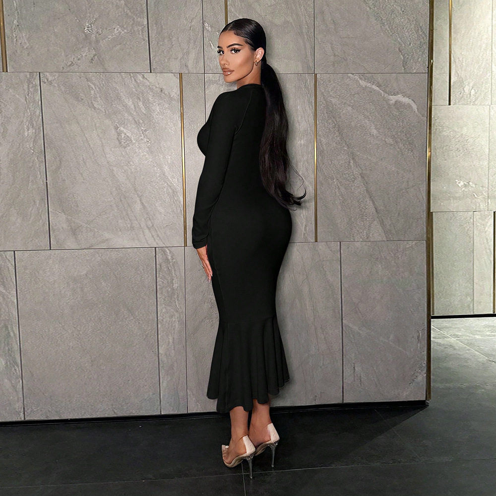 Elegant Square Neck High Waist Bodycon Dress Chic Design Spring Summer Style Wholesale Availability