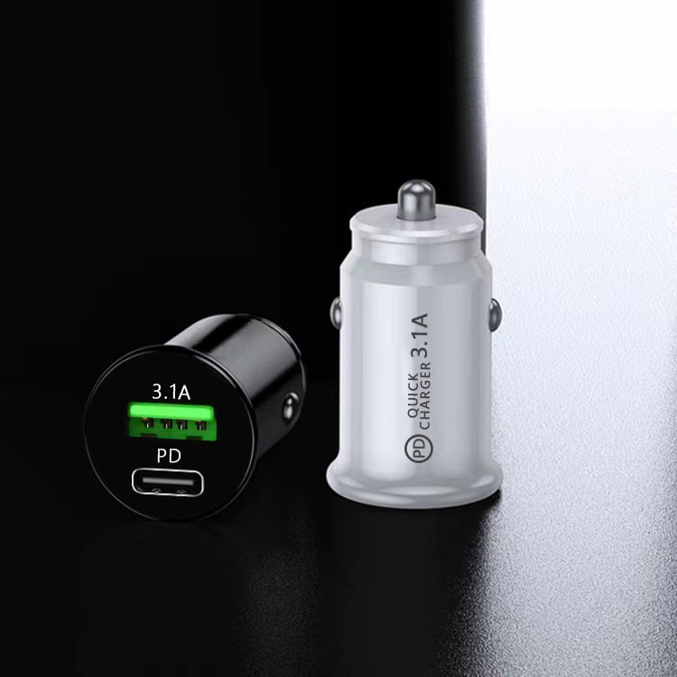 Wholesale A + C mini car charger PD fast charge car cigarette lighter 3.1A one to two USB portable adapter