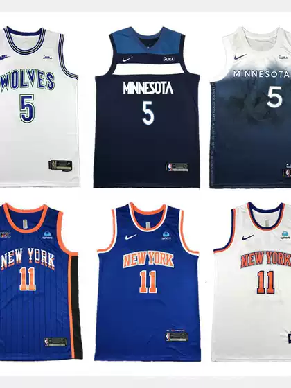 In Stock American Jersey Knicks 11# Brunson Forest Wolf 5 embroidered basketball uniform sports training vest for men