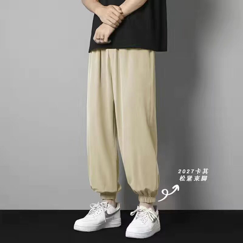 夏季薄款裤子男直筒裤男生潮流百搭宽松九分裤学生夏天阔腿休闲裤