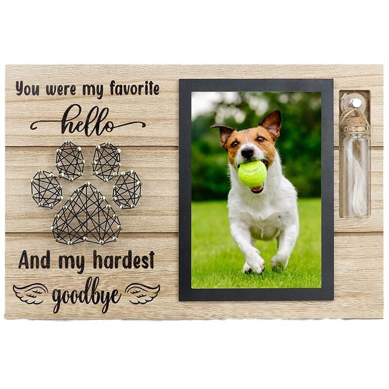 Wooden Pet Memorial Photo Frame Pet Dog Photo Frame Pendant Wooden Stereo Photo Frame with Bottle