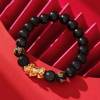 Bracelet imitation obsidian sand gold six words mantra bracelet ethnic style men and women piqiu live drainage wholesale