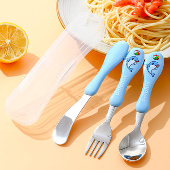 Children's Western Food Knife, Fork and Spoon Set, Beautiful Table Knife, Thickeneded 304 Stainless Steel Cartoon Kindergarten Noodle Fork