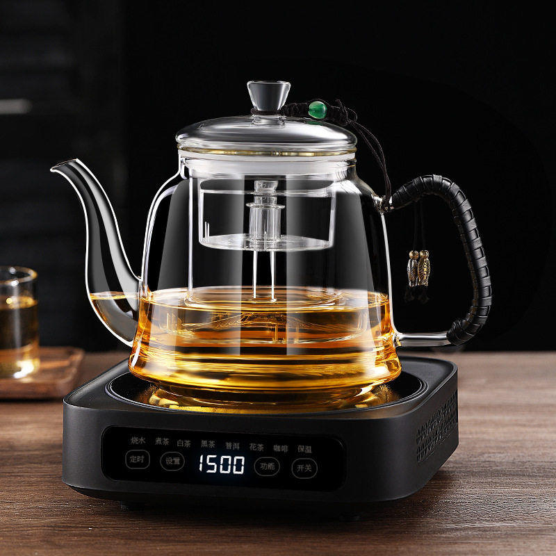 New High-Temperature-Resistant Electric Ceramic Stove Household Electric Kettle Teapot Glass Thickened High Borosilicate Teapot Set