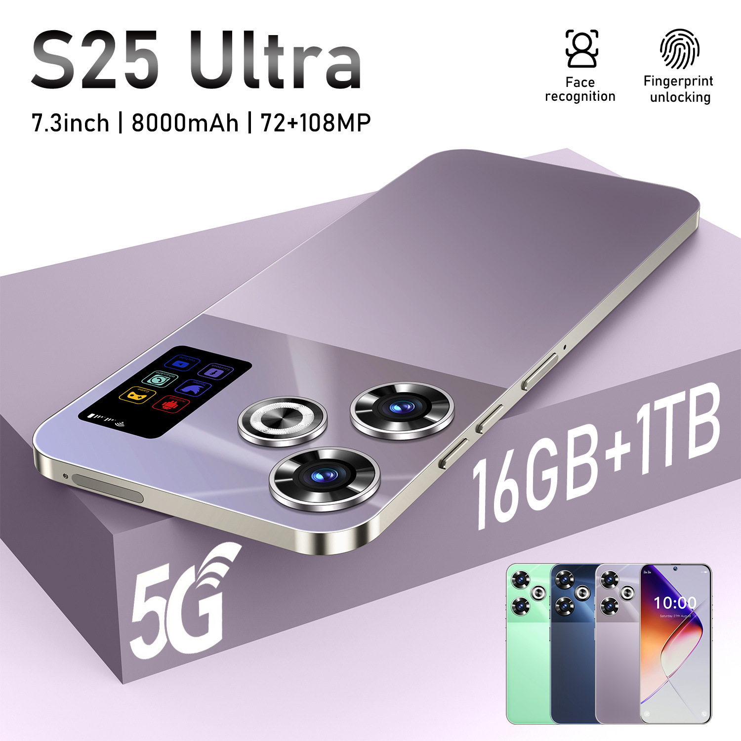 S25Ultra Cross-Border Smartphone 7.3 Large Screen Android All-In-One Machine 16+1t Mobile Phone Factory Price (Highly Hot Model)