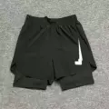 Black double-layer shorts (deep hook) with pockets