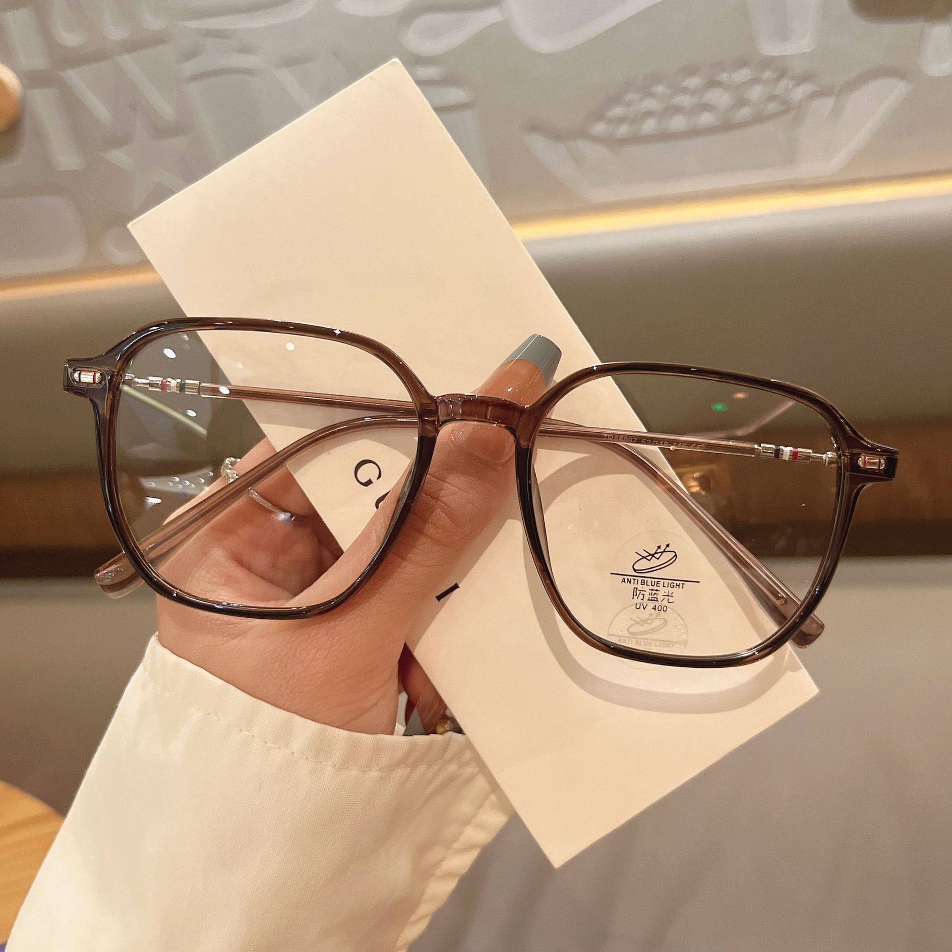 New TR Glasses Frame Wholesale Retro Polygon Student Myopia Frame Cyber Celebrity Fashion Ultra Light Anti-blue Glasses