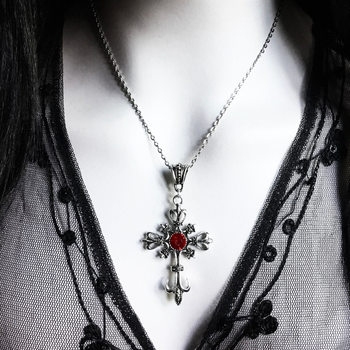 Cross-border foreign trade Amazon Gothic large Baroque silver cross pendant necklace factory direct sales