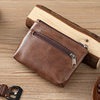 Handmade Small Coin Purse, Business Card Holder, Cowhide Texture, Simple Zipper Driver's License Bag, Bus Card Mini Key Bag