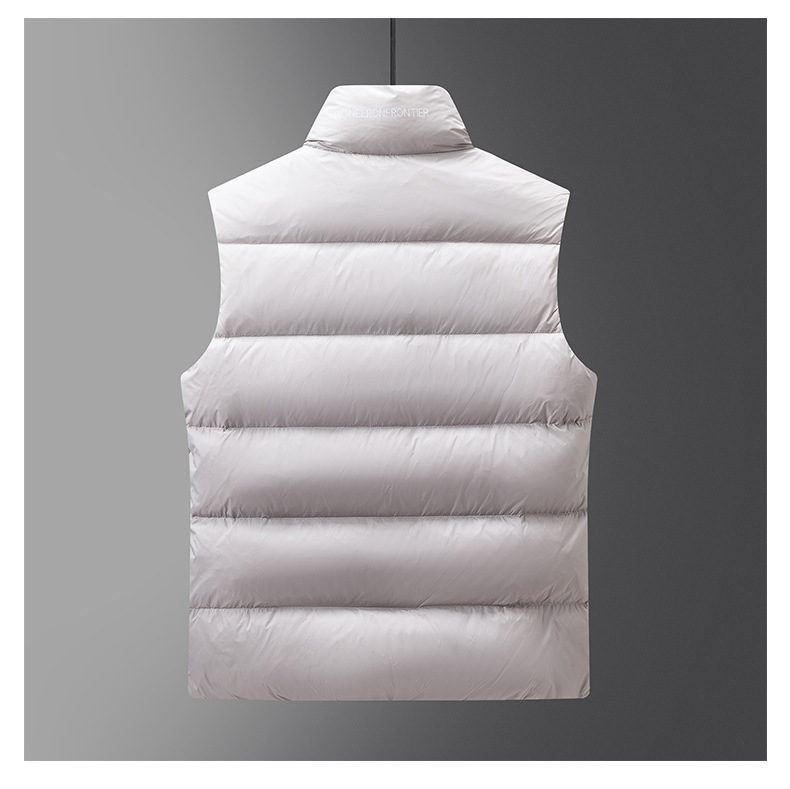 Áo vest lông vũ nam dáng gile không tay, khoác ngoài giữ ấm mùa thu đông — Đỏ Trung Quốc, Màu đen, Xanh Navy, Trắng be