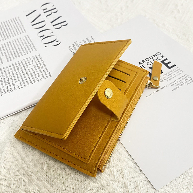 Women's Ultra-Thin Card Holder Korean Style Coin Purse Zipper Card Holder Solid Color Bus Student Bank Card Holder Campus Card