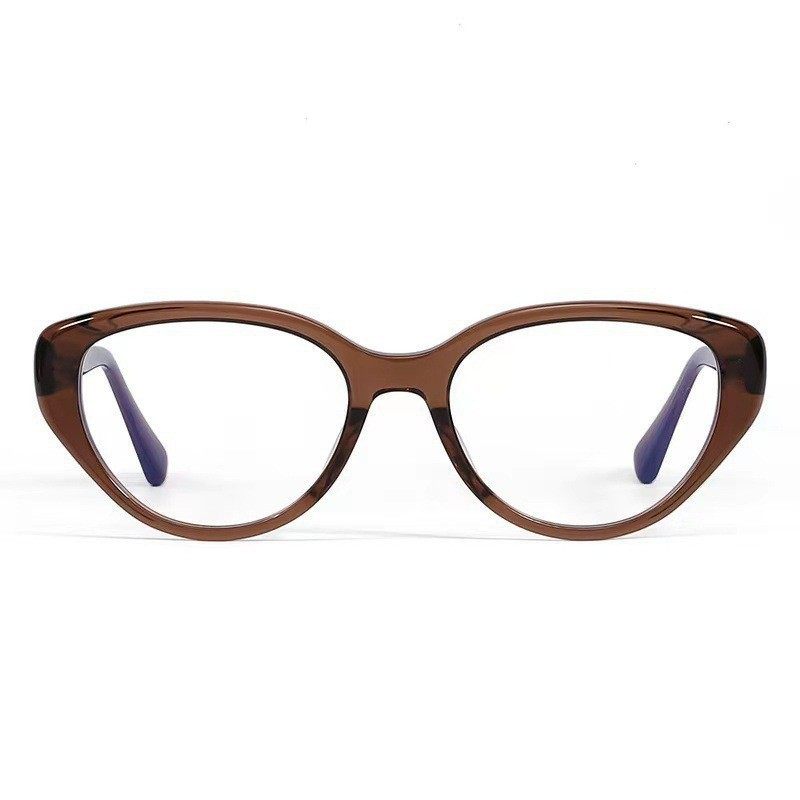 Tea-colored small frame cat's eye cold tea frame anti-blue light flat glasses can be equipped with high myopia without makeup slimming glasses frame