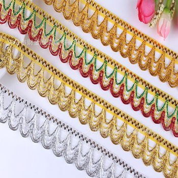 Manufacturer Wholesale Wave 2.5cm Colorful Lace Gold and Silver Wire Lace Home Accessories Clothing Accessories Gold Lace