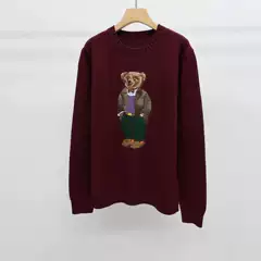 26Th Autumn/Winter Collection Wool Cartoon Bear Heavy Craft Round Neck College Style Age-Reducing Versatile Sweater for Women A65