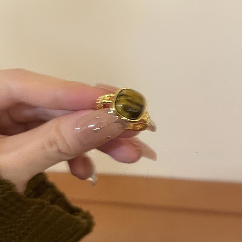 韩国轻奢高级感锆石珍珠戒指女复古小众设计蝴蝶结指环戒开口手饰