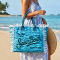 Blue wavy canvas bag