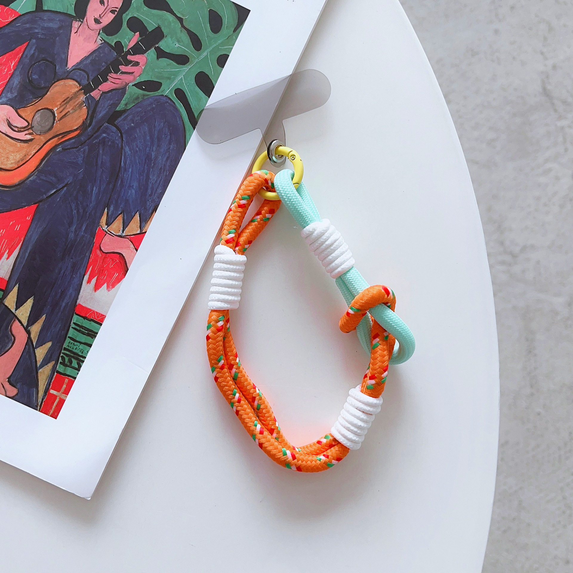 适用各种手机壳配件吊挂坠拼彩色短挂绳双边双头锁扣带卡片装饰品