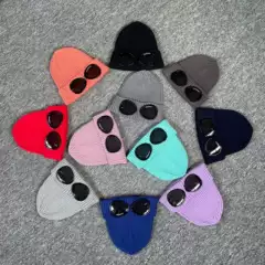 New Ribbed Cp Hat Glasses Autumn and Winter Knitted Hat Men and Women Outdoor Warm Couple Winter Eye Protection Warm