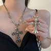 Punk Niche Ins-Style Retro Skull Cross Pendant Necklace for Women Hip-Hop Spicy Girl Choker Ins Collarbone Chain