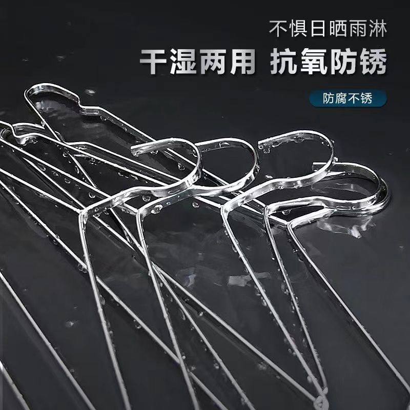 Stainless Steel Hanger Solid Thickened Widened Flat Strip Non-slip Seamless Drying Hanger Thickened Groove Drying Clothes Hanger