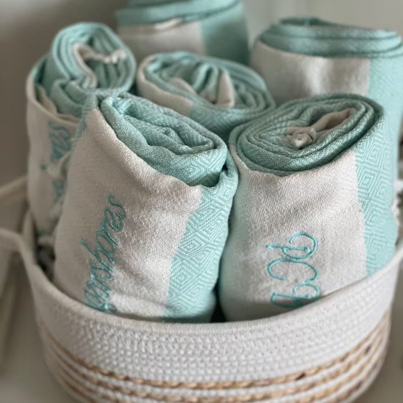 Etsy Hot Sale Embroidered Logo Turkish Beach Blanket Cotton and Linen Blanket Towel Blanket Turkish Blanket