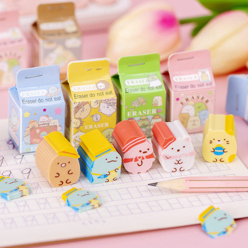 Cartoon tuanzi milk box eraser elementary school student prize learning stationery pencil eraser kindergarten small gift wholesale