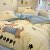 Ins New Towel Embroidered Cartoon Bedding Four-Piece Set Washed Cotton Quilt Cover Student Dormitory Bed Bed Sheets Three-Piece Set 4