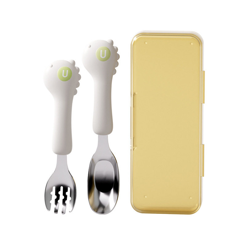 Mother fruit silver ingot spoon baby 316L stainless steel children baby self-feeding eating spoon long handle spoon