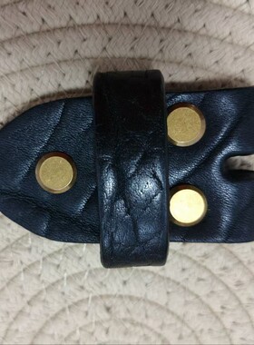 非洲野牛纹皮带头连接皮真皮针扣纯牛皮裤带配件皮铜螺丝腰带介子