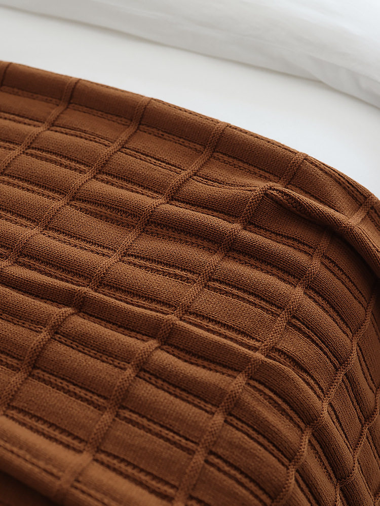 American Knitted Thickened Knitted Wool Blanket Solid Color Simple Wind Cross-border New Bed End Towel Blanket