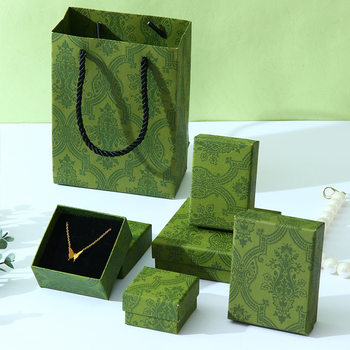 Factory in stock Vintage Jewelry Box Enamel Green Necklace Pendant Jewelry Box Ring Packaging Box Jewelry Gift Box
