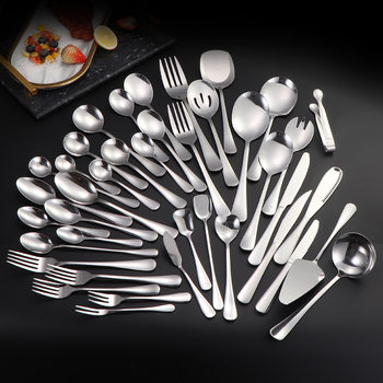 Western-style 1010 stainless steel tableware hotel steak knife fork coffee spoon public spoon service spoon fork can be printed logo