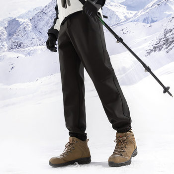 Ski Pants for Men and Women in Winter Windproof and Waterproof Fleece-Lined and Thickeneded Outdoor Sports Soft Shell Pants Mountaineering Assault Pants