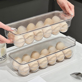 Cross-Border Special Egg Storage Box Food-Grade Transparent Frozen Special Fresh-Keeping Box Household Large-Capacity Divided Egg Tray