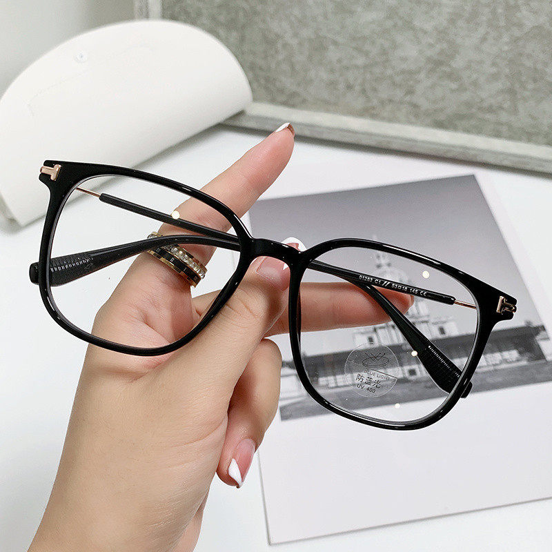 TR90 Glasses Frame Fashionable Plain Glasses Frame Korean Style Flat Glasses Retro Instagram Anti-Blue Glasses Women's 01283 Glasses