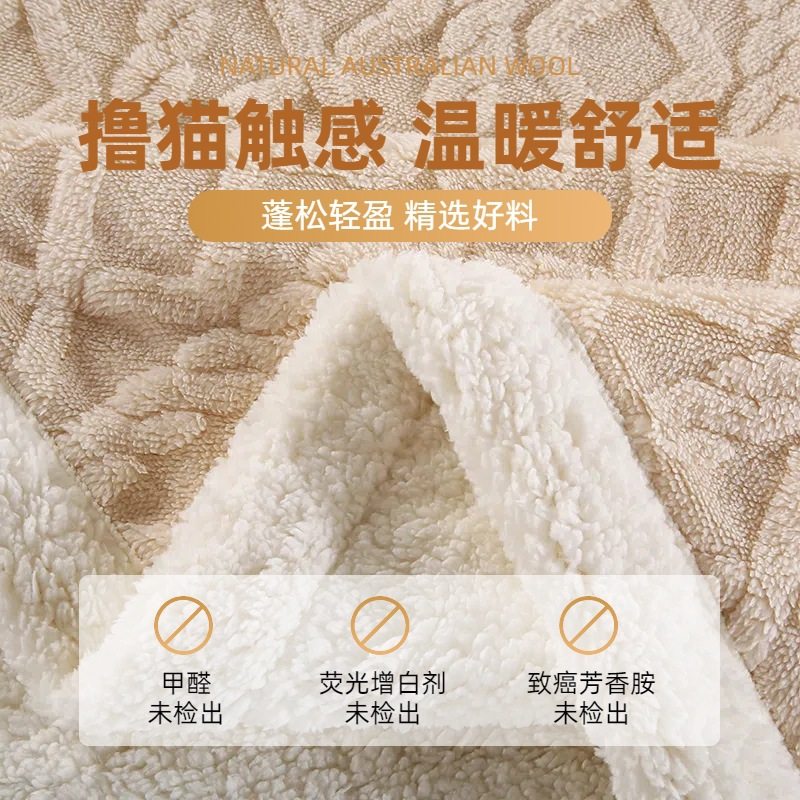 Thickened Taffeta Fleece Blanket, Lamb Fleece Sofa Blanket, Office Nap Dormitory Blanket, Suitable for All Seasons, Soft and Warm
