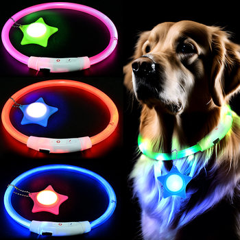 Pet Dog Luminous Collar Pendant Light, Night Collar Dog Walking Artifact, Dog Walking Light, USB Charging Luminous Collar