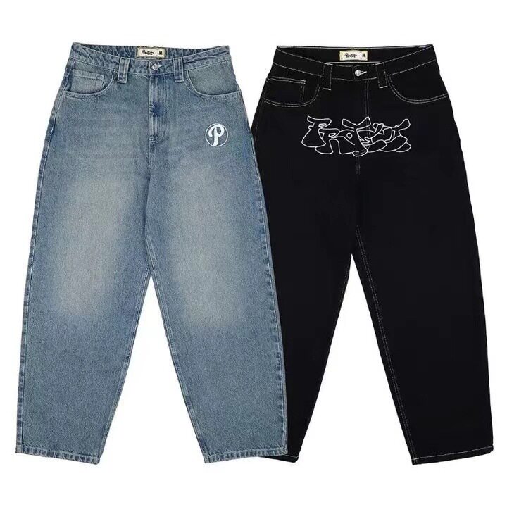 Cross-border e-commerce American street trousers Baggy casual jeans men's retro hip-hop trend high waist jeans
