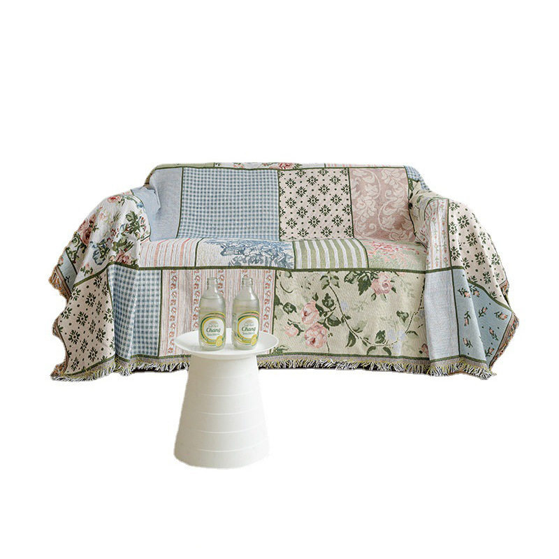 2025 Spring and Summer New Splicing Sofa Towel Non-Slip Illustration Thread Blanket Famous Sofa Cover Cloth Tapestry Wholesale
