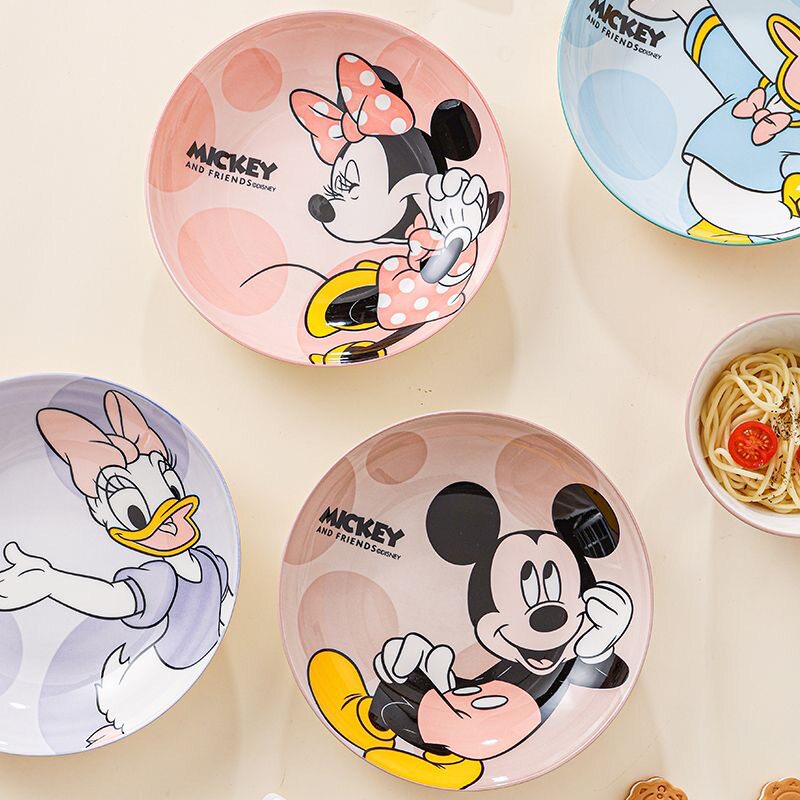 Disney Mickey Deep Dish Plate 8inch Ceramic Particularly Beautiful High-End Home High-Value Dinner Plate