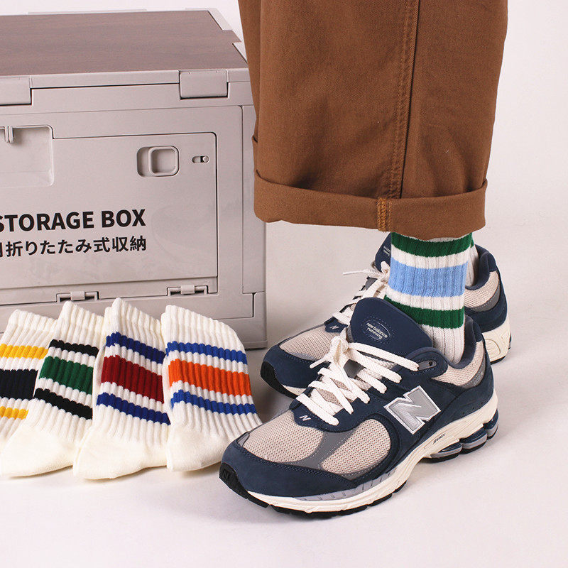 trendy brand cityboy Japanese style thick striped stockings...