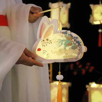Mid-Autumn Festival Rabbit Lantern New Children's Lantern Handmade Lantern DIY Material Bag Antique Rabbit Lantern