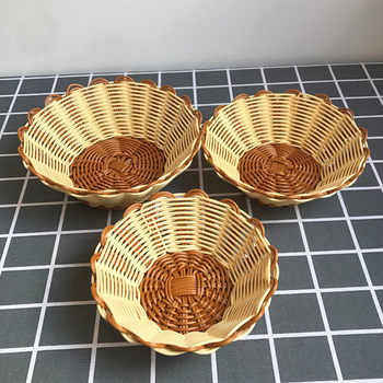 Rattan-like plastic woven fruit basket Rattan woven basket fruit basket fruit and vegetable plastic woven storage basket bread basket plastic woven storage basket