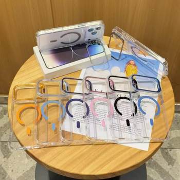 Hot Selling High Quality Suitable for Iphone17 Aluminum Alloy Camera Holder Transparent Acrylic Magnetic Hard Phone Case