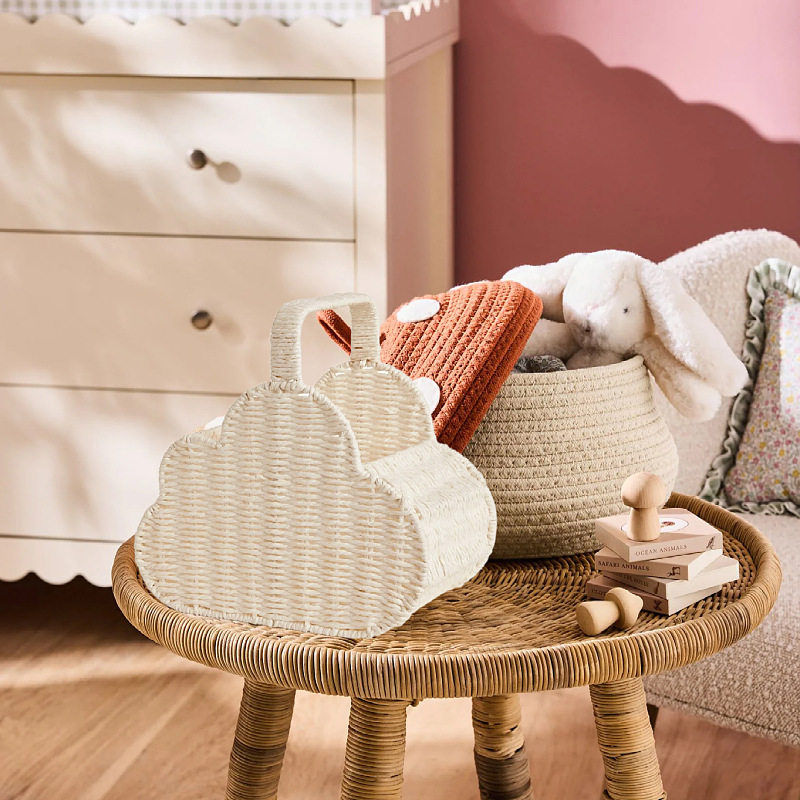 Nordic Paper Rope Woven Cloud-Shaped Storage Basket Children's Outdoor Portable Basket Picnic Basket Hand-Woven Flower Basket