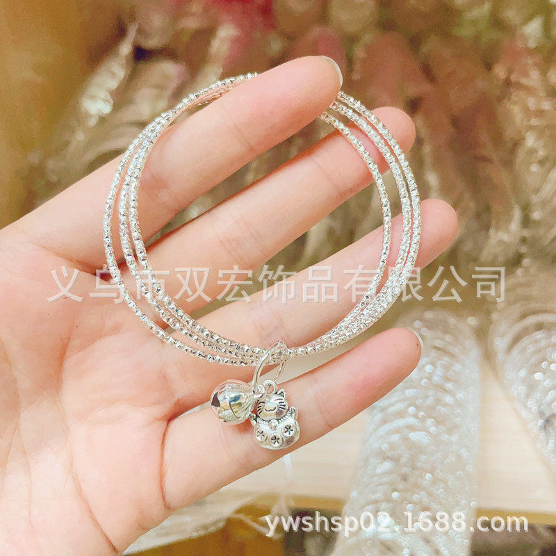 三圈女生手镯 苹果时尚满天星女式手镯 创意女士生日礼品手链批发