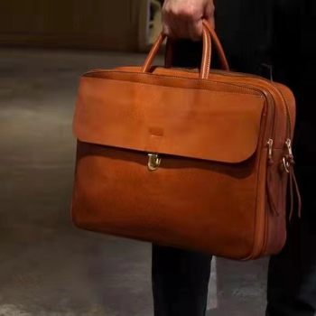 [J6] Can Be Inserted into a Trolley Case, Handbag, First-Layer Vegetable-Tanned Cowhide, Vintage Briefcase, Business Commuter Laptop Bag 7738