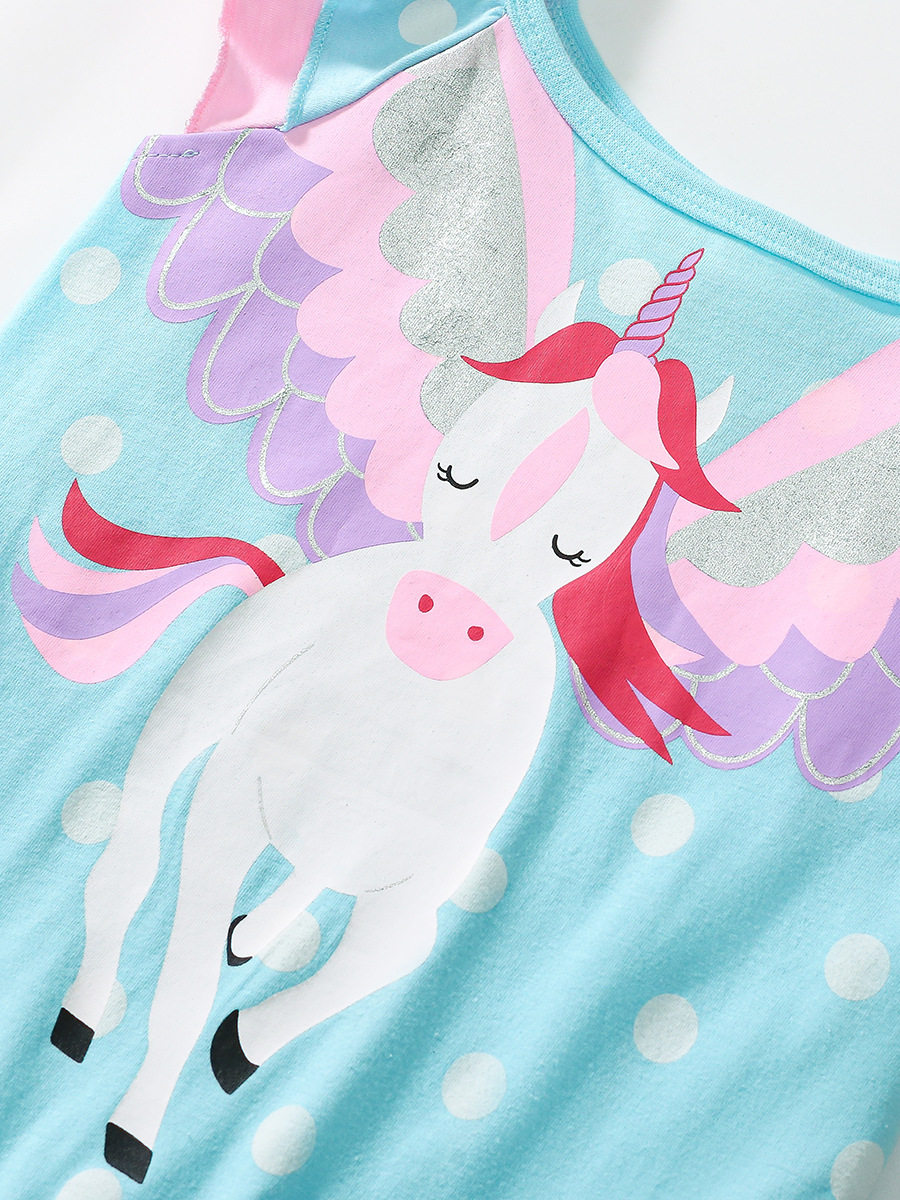 Custom-made Girls' Dress, Cartoon Short-sleeve Kids' Dress, Summer Cotton Kids' Skirt