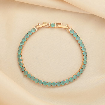 Korean-style Haze Blue Bracelet Women's Light Luxury High-end Single-row Diamond Niche Design Minimalist Fashion Personalized Handpiece